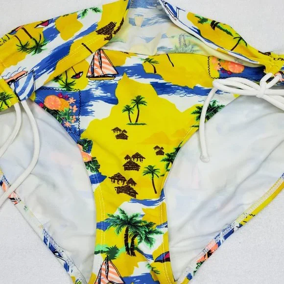 x new Swimsuit Bikini Bottom Ties Strings Ruched OP Jrs XL 15 17 Adjustable NWT - Picture 2 of 10